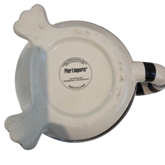 Pier 1 Imports Ceramic Cat Holding Mouse Teapot Black & White Whimsical Decor - Picture 4 of 10